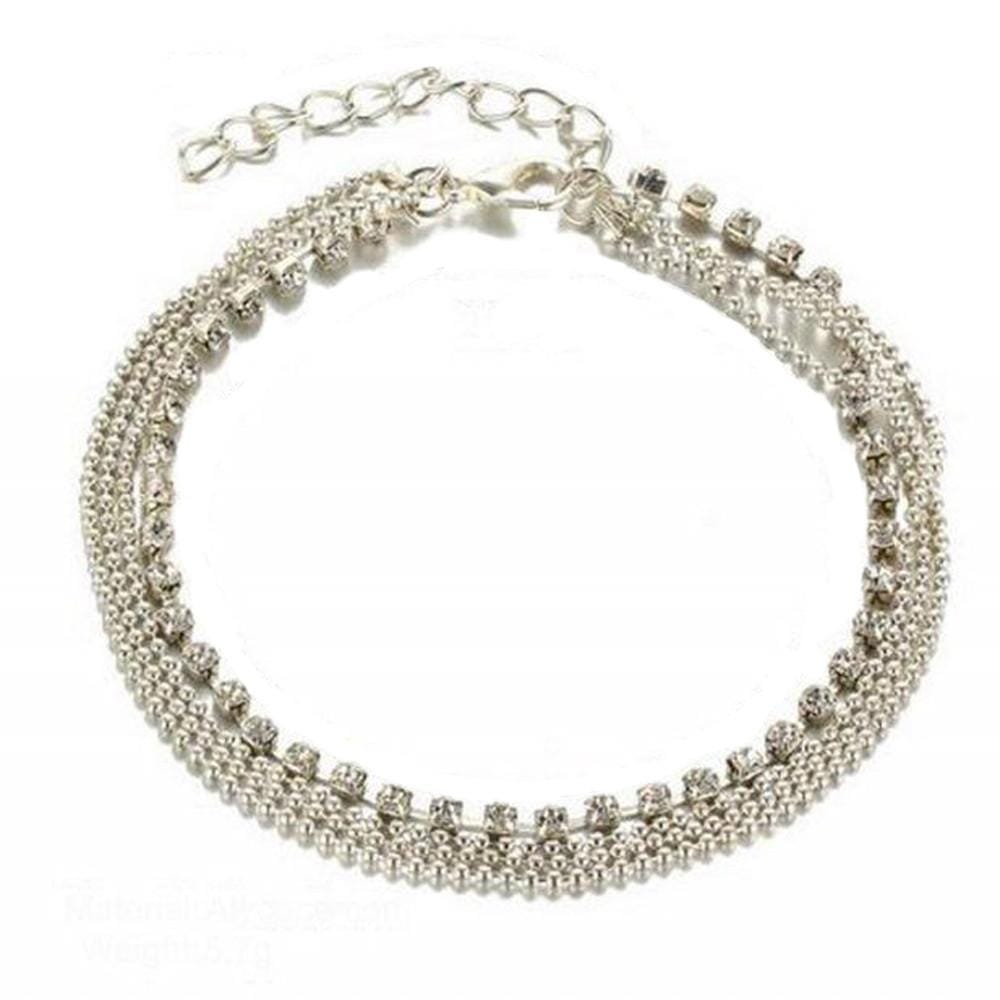 Chain Anklet On The Leg Foot Bracelet Women Simple Slim Adjustable Wire Ankle Summer Beach Jewellery (Silver)