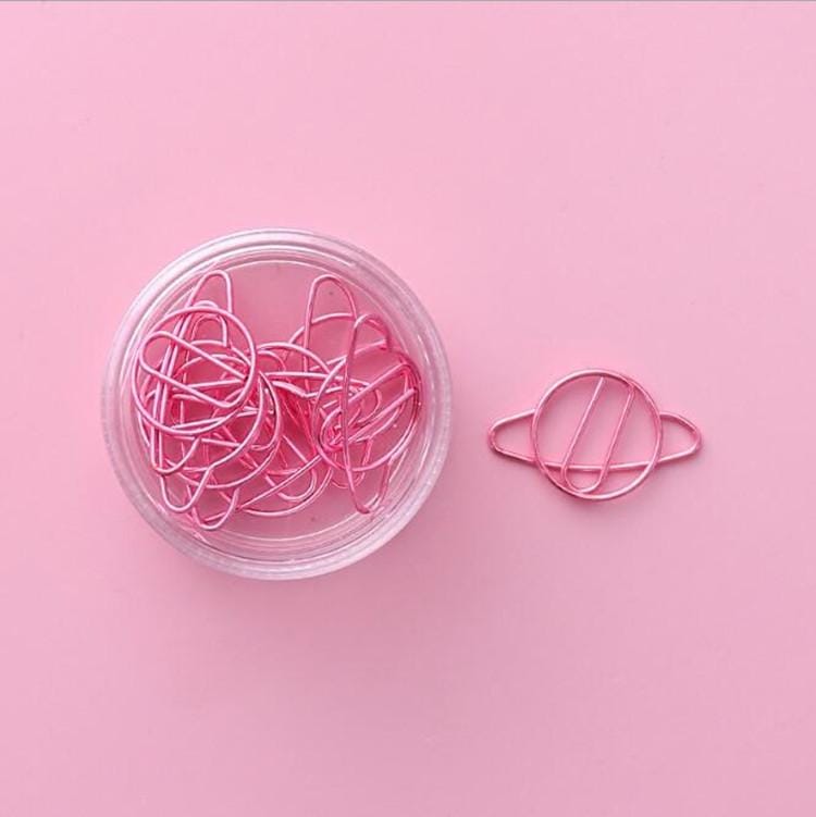Creative Cartoon Hollow Paper Clip Set Pink Cute Bookmark Pin Clip Stationery Office Supplies (Diamond)