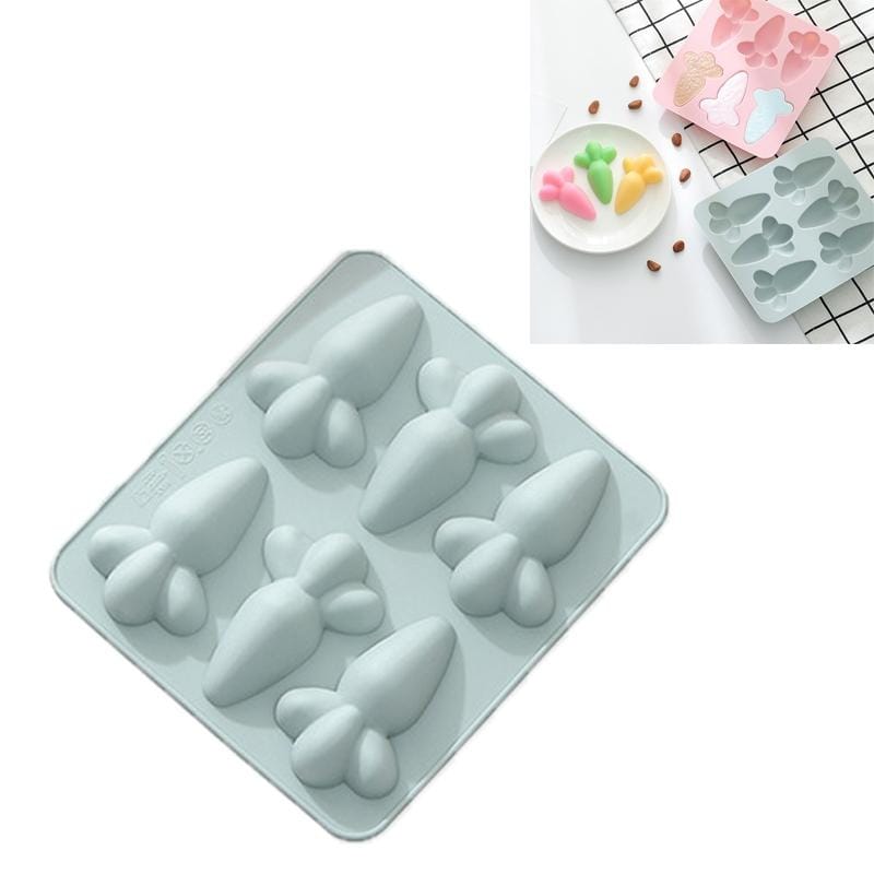 6 PCS Carrot Silicone Cake Chocolate Baking Mold Handmade Soap Ice Cube Pudding Moldg Mold (Blue)