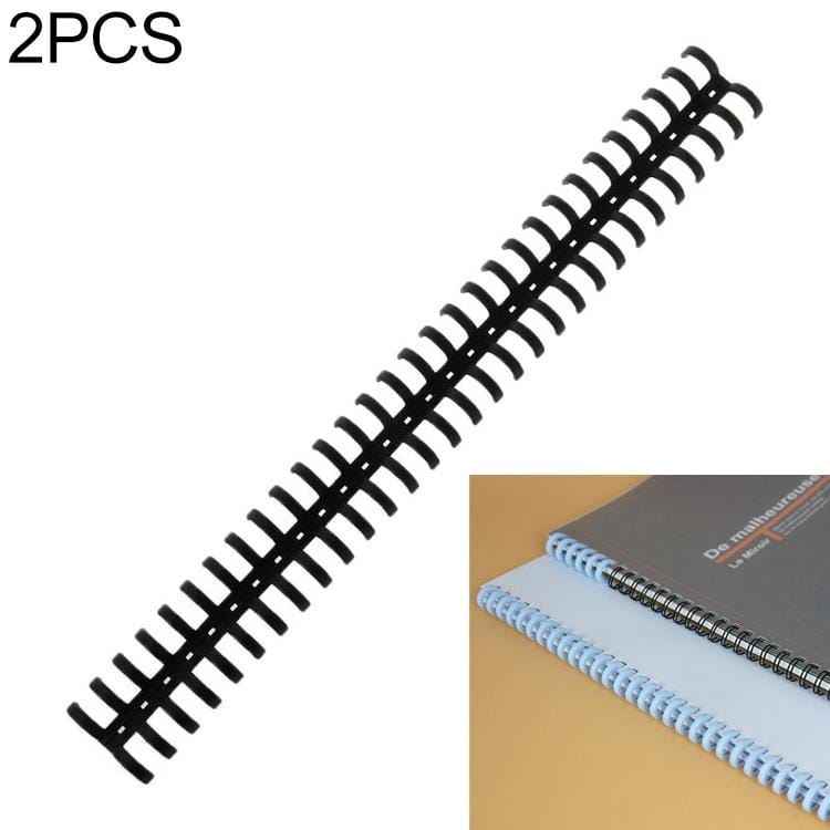 2 PCS  Desk Calendar Loose-leaf Open Binding Ring A4 Plastic 34-hole Loose-leaf  Double Coil (10mm Black)