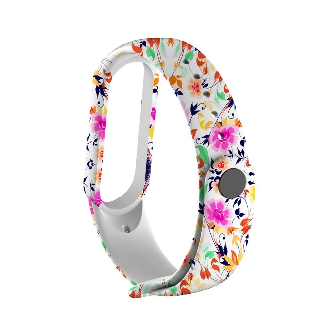 For Xiaomi Mi Band 5 TPU Replacement Strap Watchband (Birds and Flowers)