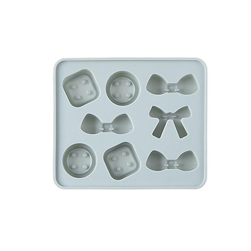 6 PCS Bowknot Silicone Ice Tray Mold Candy Button Shape Chocolate Mold Baking Ice Tool (Blue)