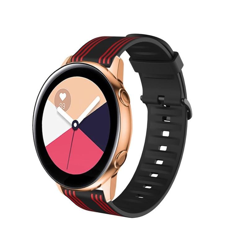 20mm For Huami Amazfit GTS / Samsung Galaxy Watch Active 2 / Huawei Watch GT2 42MM Striped Silicone Strap (Black red)