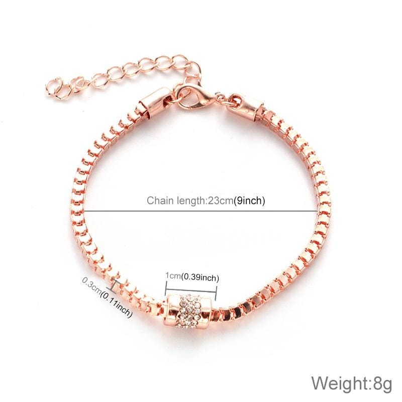 Neutral Rose Gold Jewelry Simple Fashion Accessories Boutique Zircon Diamond Bracelet (Rose Gold)