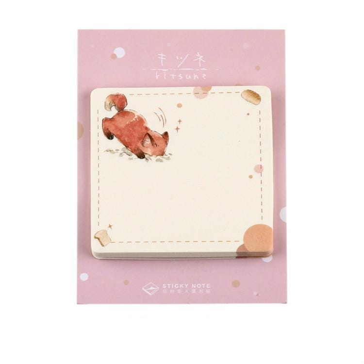 2 PCS Cute Cartoon Animal Note Notepad Diary Self-adhesive Glue Memo Post-it (Wrestling Fox)