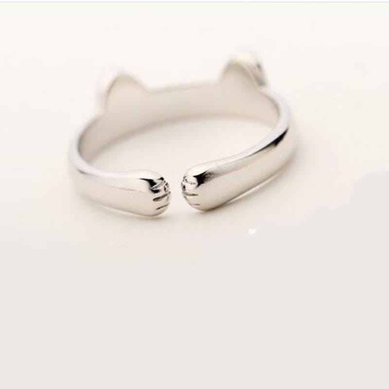 5 PCS Silver Plated Cat Ear Design Cute Fashion Jewelry Ring For Women