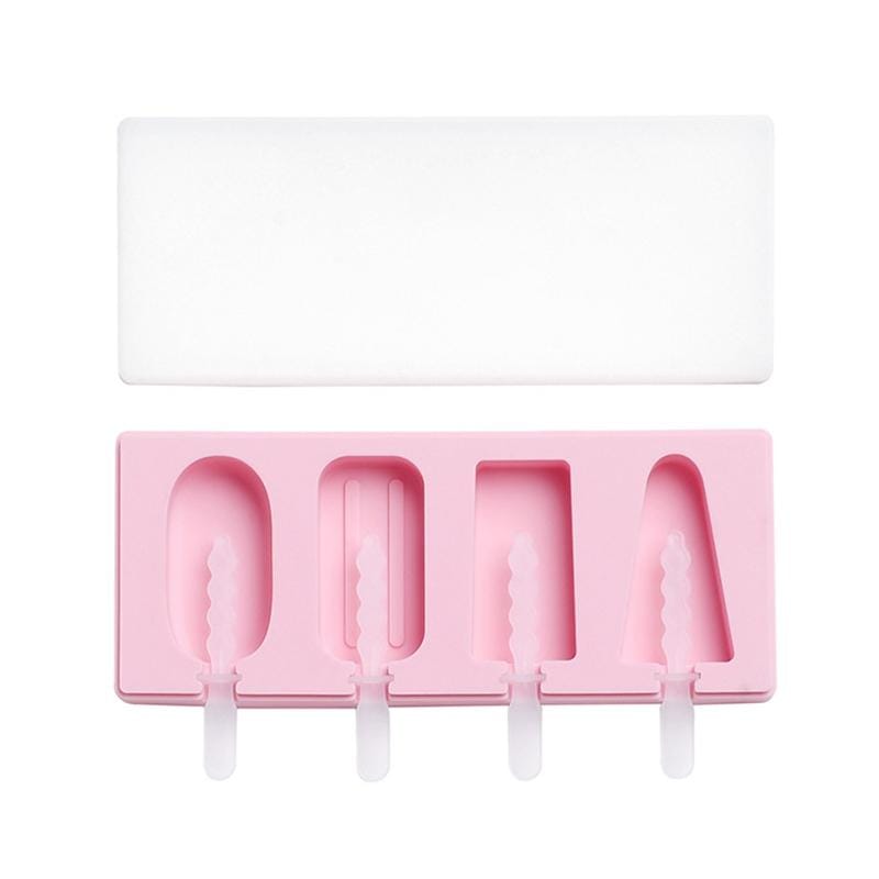 2 PCS Handmade Cartoon Homemade Ice Cream Silicone Stick Ice Mold with Lid DIY Ice Box, Style:Simple Ice Cream (Blue)