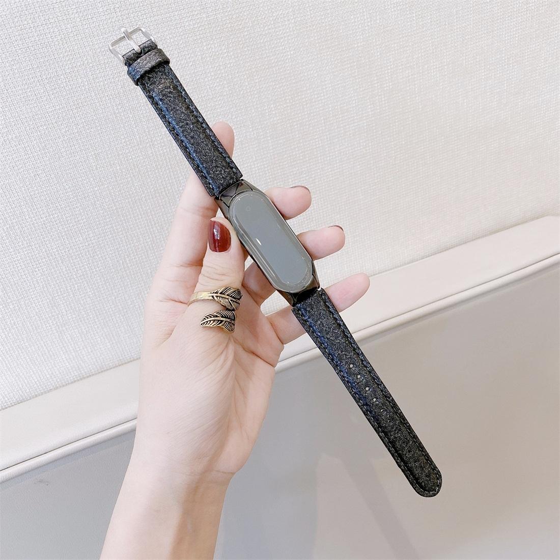 For Xiaomi Mi Band 5 Shell Texture Replacement Strap Watchband, Color:Black