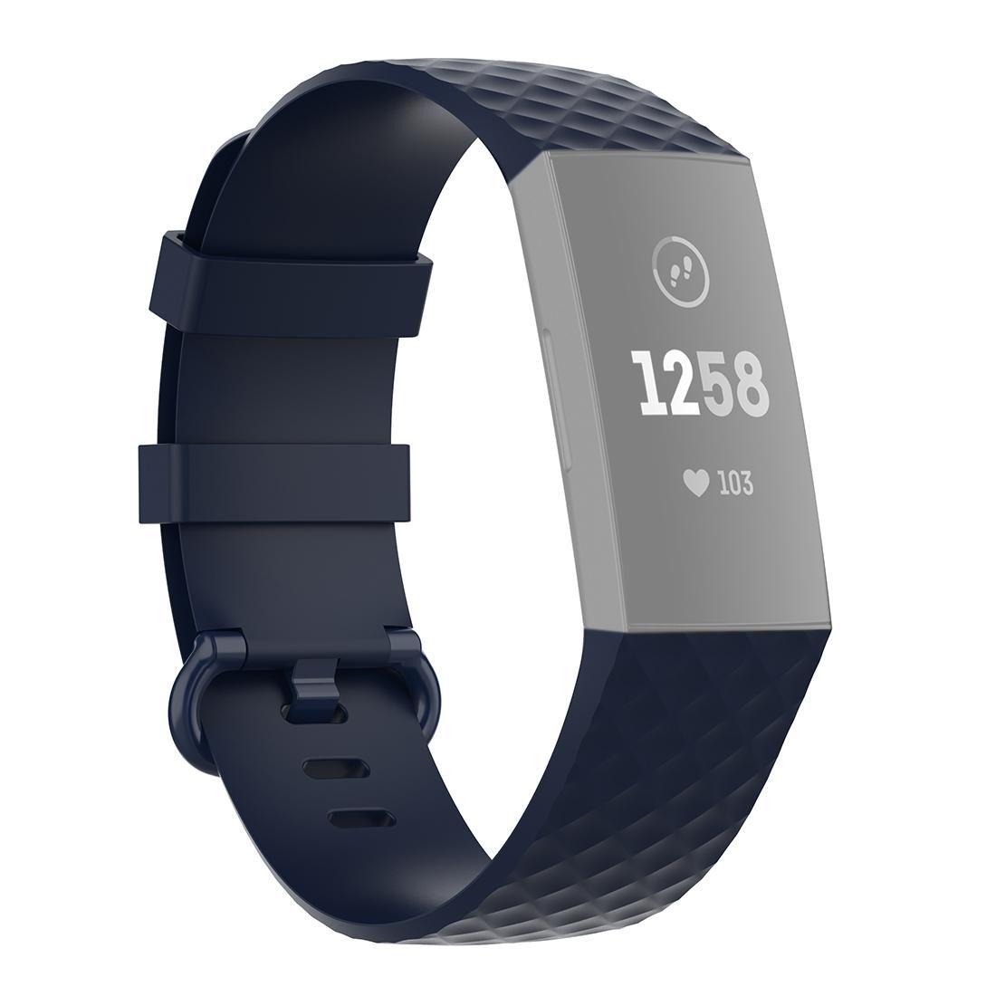 Color Buckle TPU Wrist Strap Watch Band for Fitbit Charge 4 / Charge 3 / Charge 3 SE, Size: L (Navy Blue)
