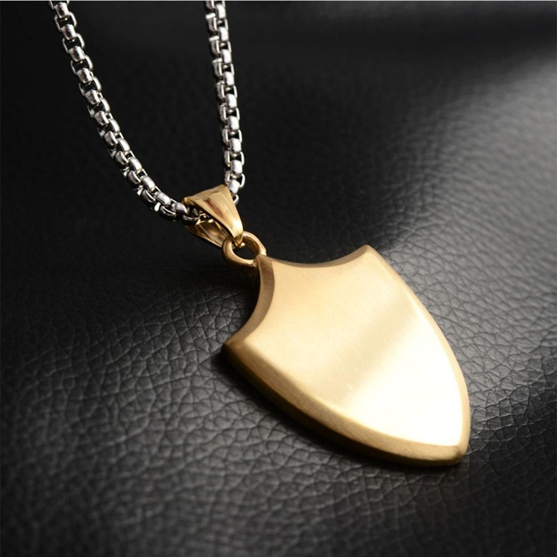 Fashion Men Jewelry Personality High-end Shield Pendant Exquisite Titanium Steel Necklace