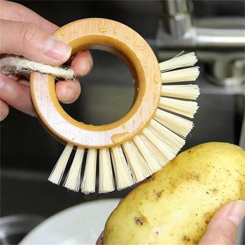 2 PCS Wooden Ring Brush Dish Brush Home Kitchen Cleaning Brush Dishwashing Brush Fruit And Vegetable Brush