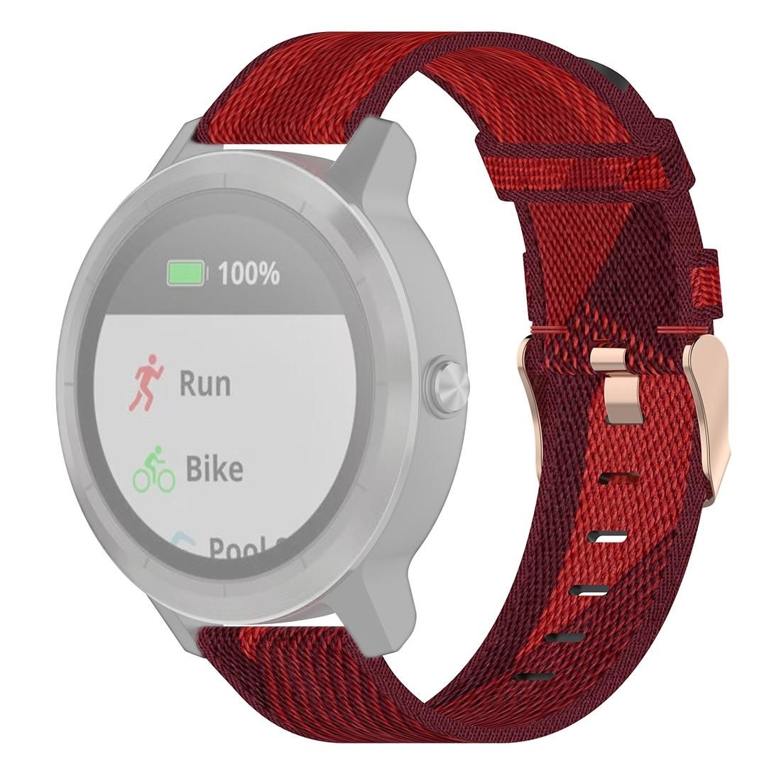 20mm Stripe Weave Nylon Wrist Strap Watch Band for Garmin Venu, Vivomove 3, Vivoactive 3, Forerunner 245 / 645 (Red)