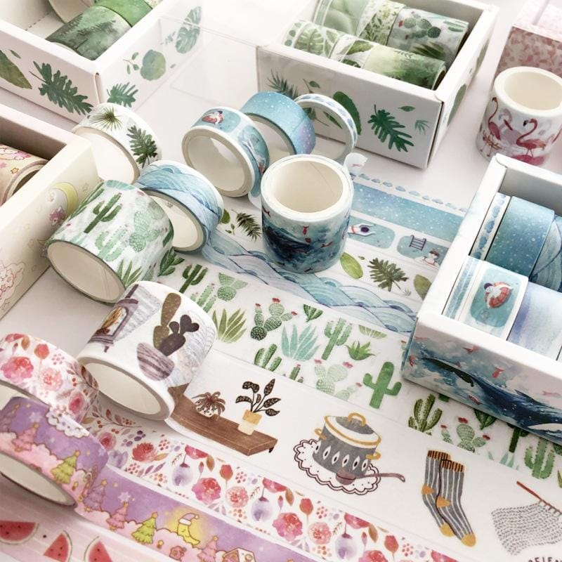 8 Roll / Box Paper Tape Basic Handbook Material Set Small Fresh Girl DIY Decorative Tape Antique Hand Account Sticker (Dream Love)
