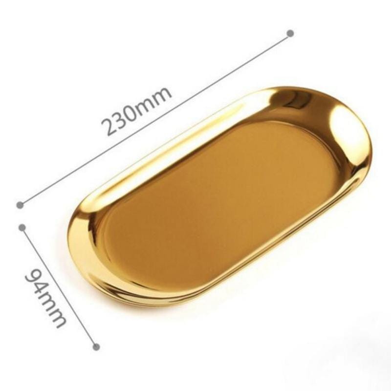 Home Decoration Stainless Steel Tray Jewelry Plate, Size:L (Rainbow)