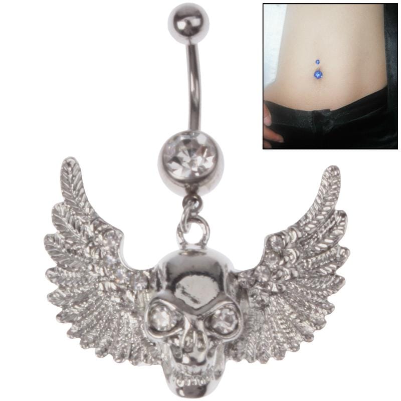 Stylish Skull & Wings Style Belly Button Ring Jewelry for Girl (Silver)