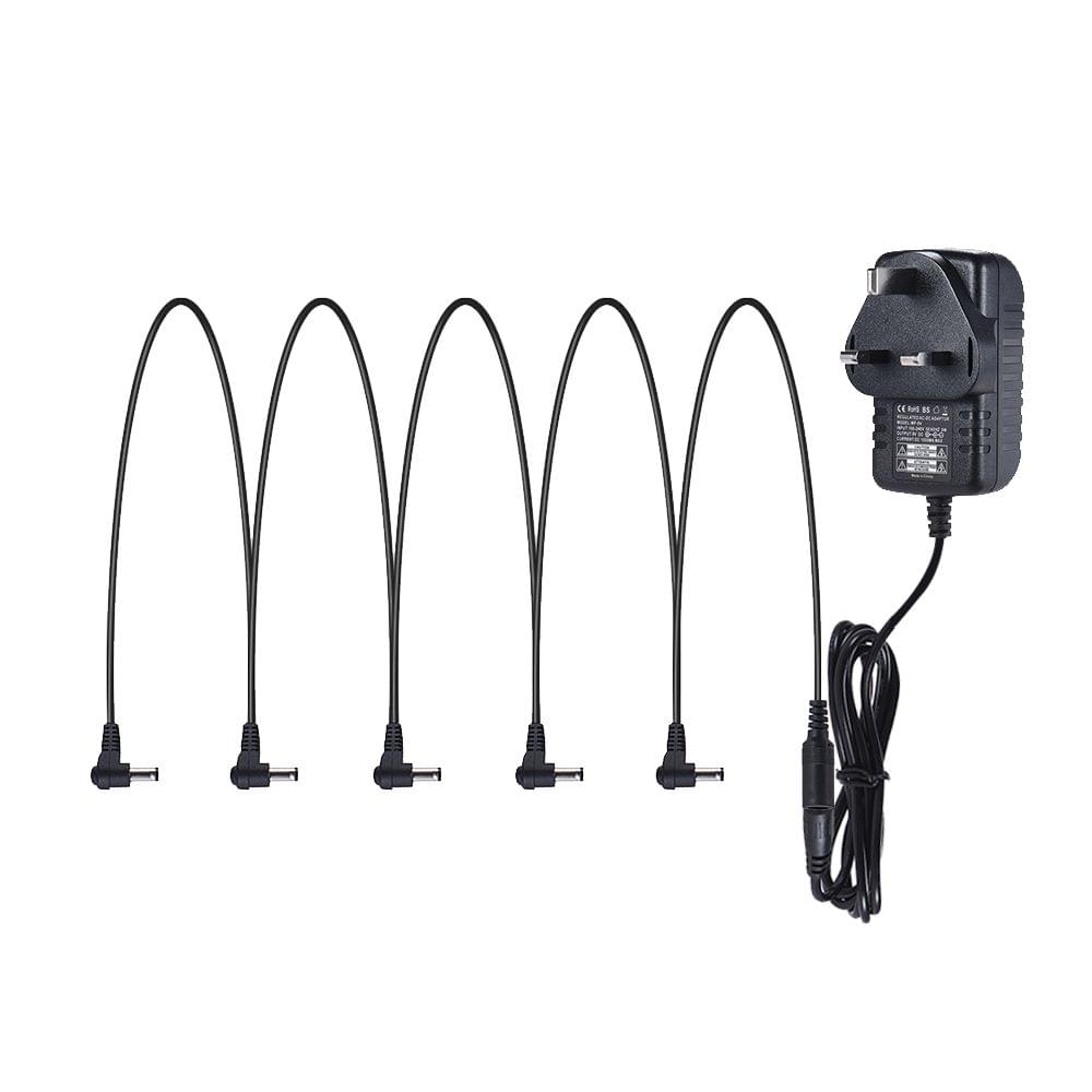 Guitar Effect Power Supply Adapter 9V DC 1000mA 5 Way Daisy - UK Plug