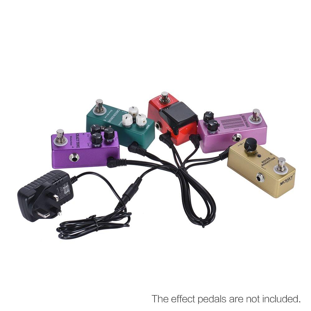Guitar Effect Power Supply Adapter 9V DC 1000mA 5 Way Daisy - UK Plug