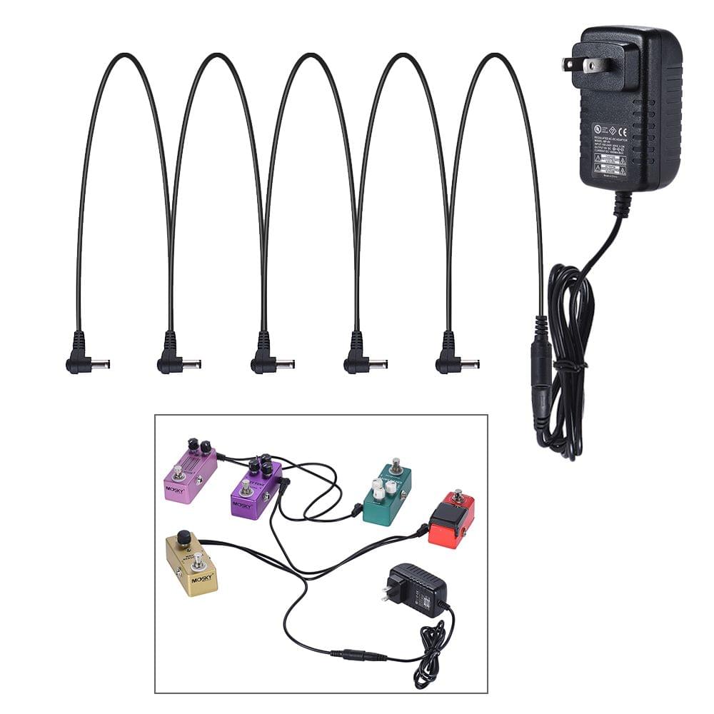 Guitar Effect Power Supply Adapter 9V DC 1000mA 5 Way Daisy - US Plug