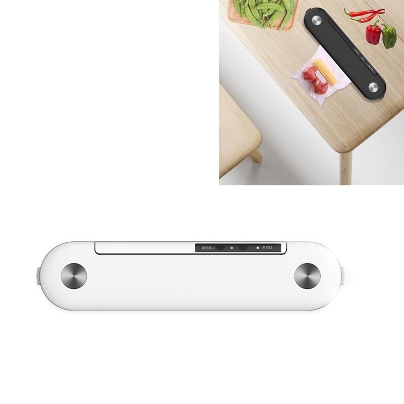 Food Small Vacuum Sealing Machine Household USB Charging Automatic Kitchen Fresh-keeping Machine (White)