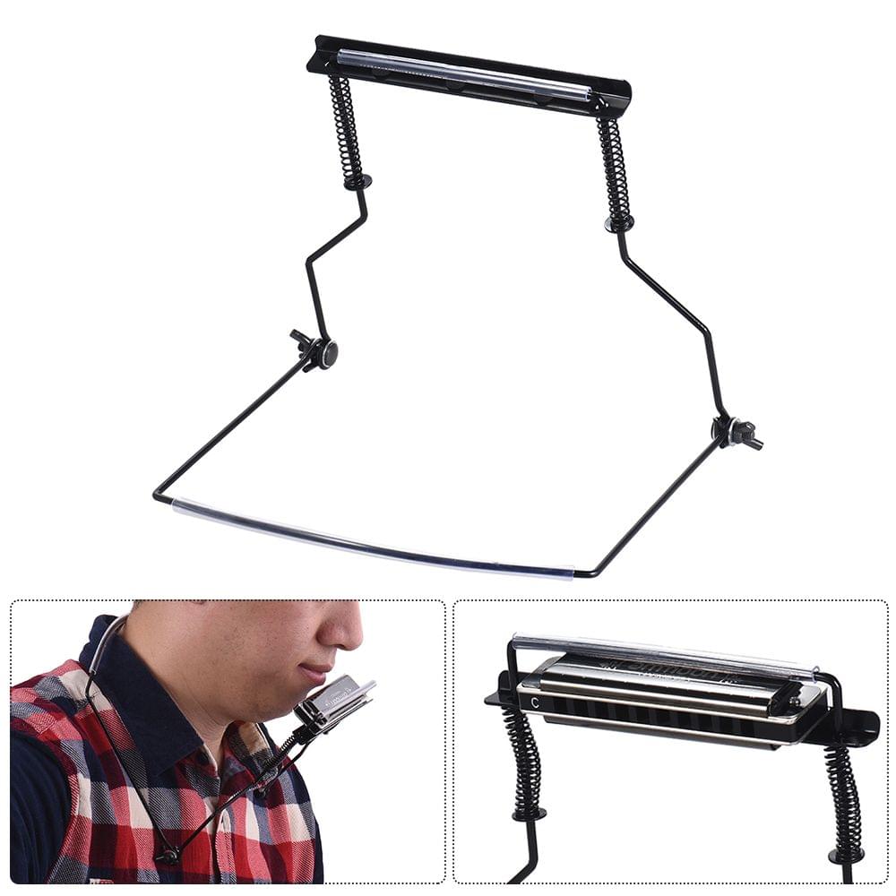 Metal Harmonica Mouth Organ Holder Harmonica Neck Stand - 24 Holes