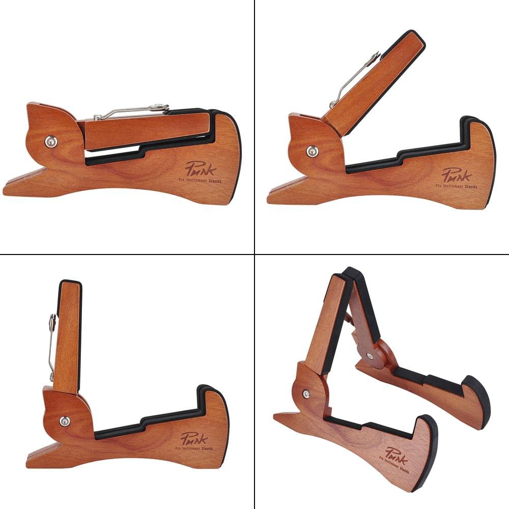 Universal Foldable Guitar Stand Holder Mahogany Solid Wood