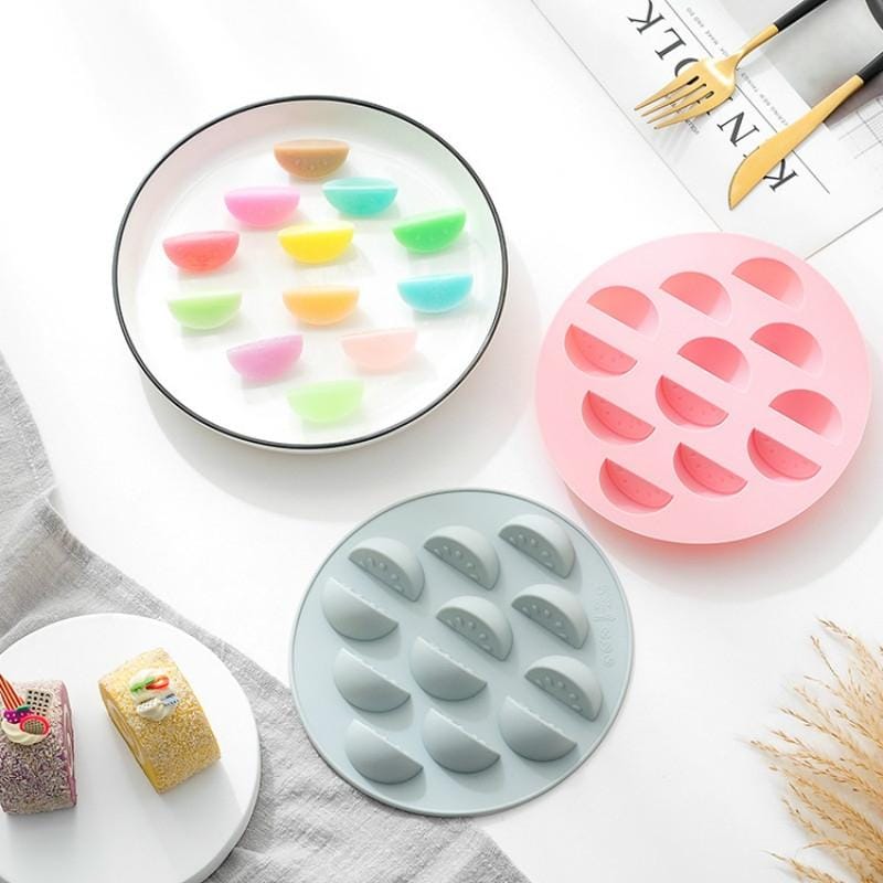 6 PCS Creative Watermelon Shape Ice Tray Mold Silicone Chocolate Cake Baking Mold (Blue)
