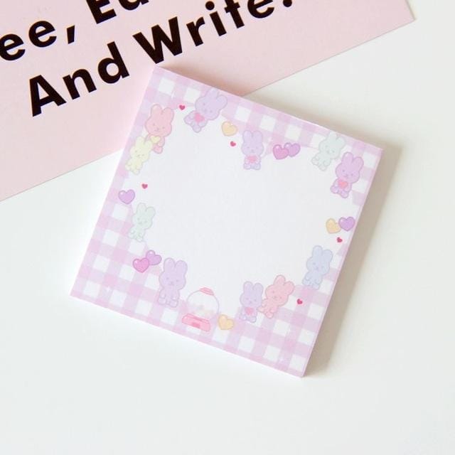 2 PCS Cute Rabbit N Times Sticky Notes Paper Notepad Stationery School Supplies (Heart Rabbit)