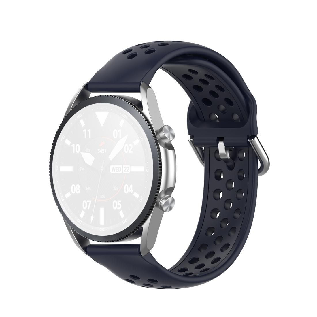 For Galaxy Watch 3 45mm Silicone Sports Solid Color Strap, Size: Free Size 22mm (Dark Blue)