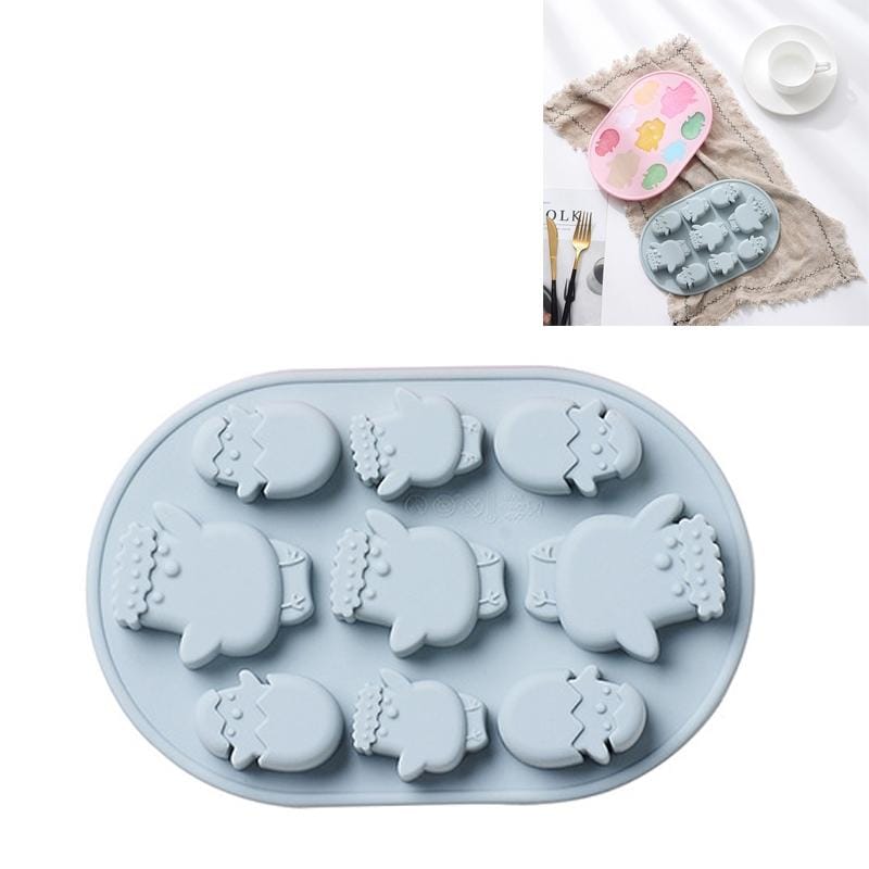 4 PCS Silicone Cake Mould Broken Chicken Chocolate Epoxy Mould Ice Tray Baking DIY Mould (Blue)