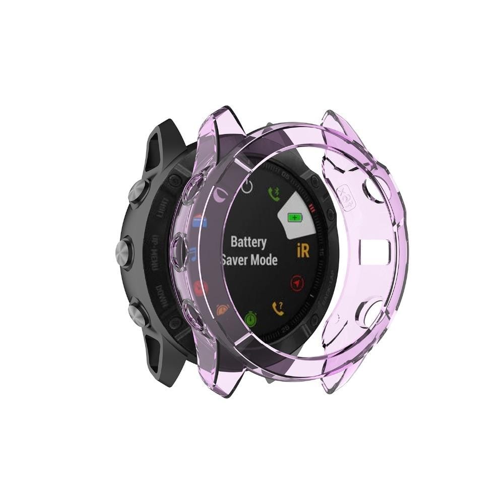 For Garmin Fenix 6X / 6X Pro Smart Watch Half Coverage TPU Protective Case (Transparent Purple)