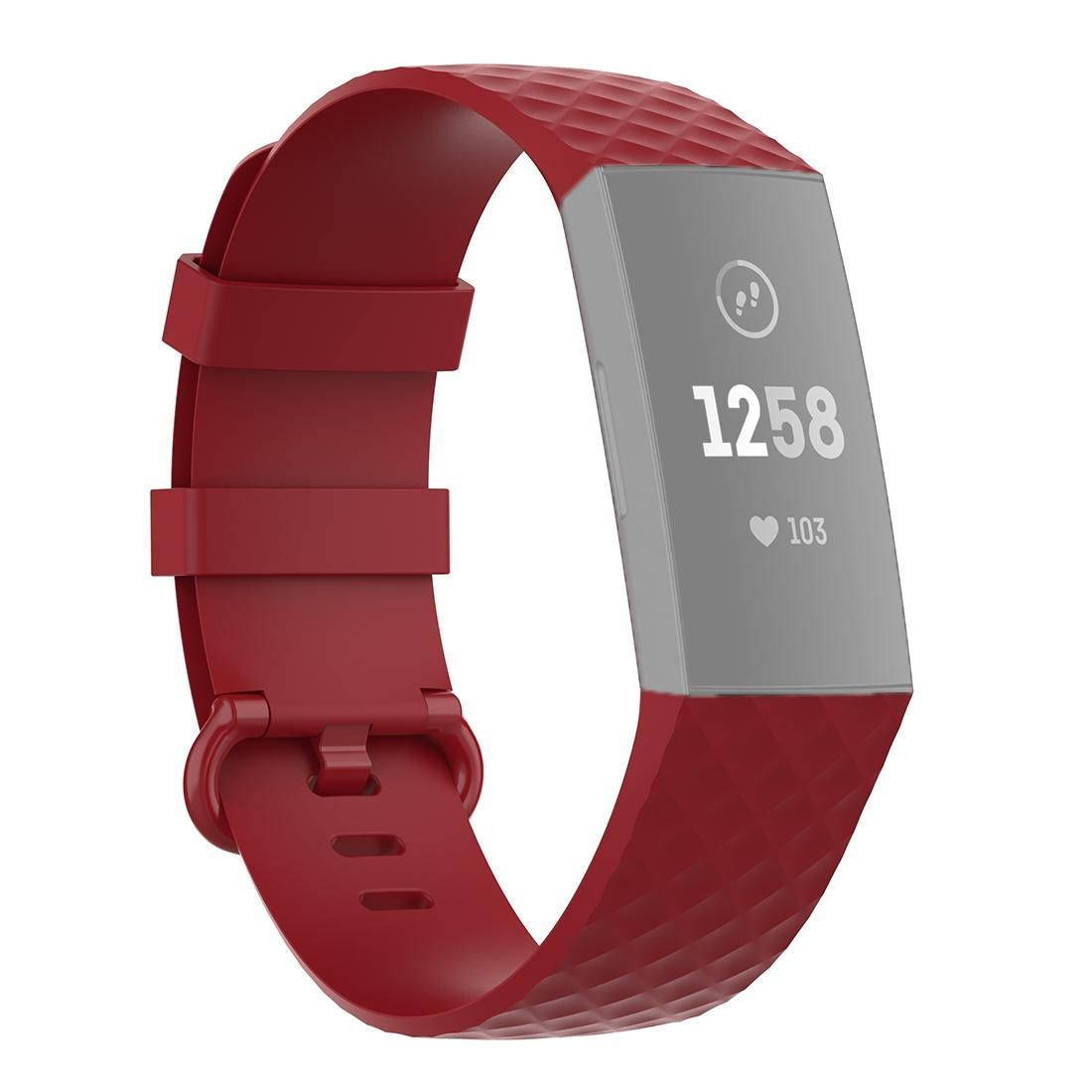 Color Buckle TPU Wrist Strap Watch Band for Fitbit Charge 4 / Charge 3 / Charge 3 SE, Size: L (Red)