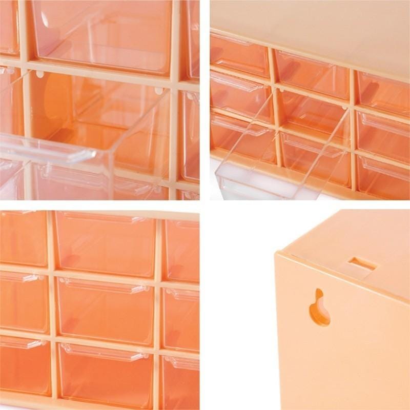 Nine Grid Transparent Drawer Jewelry Box (Yellow)