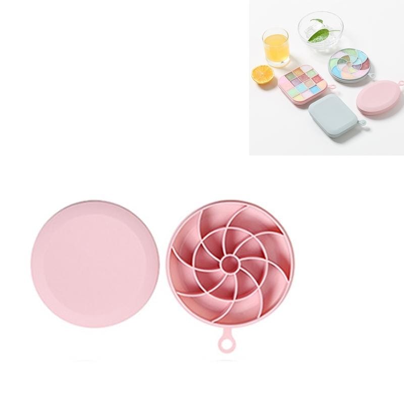 4 PCS Home Creative Geometric Simple Ice Tray Mold with Lid DIY Ice Cube Homemade Box, Style:Round (Pink)