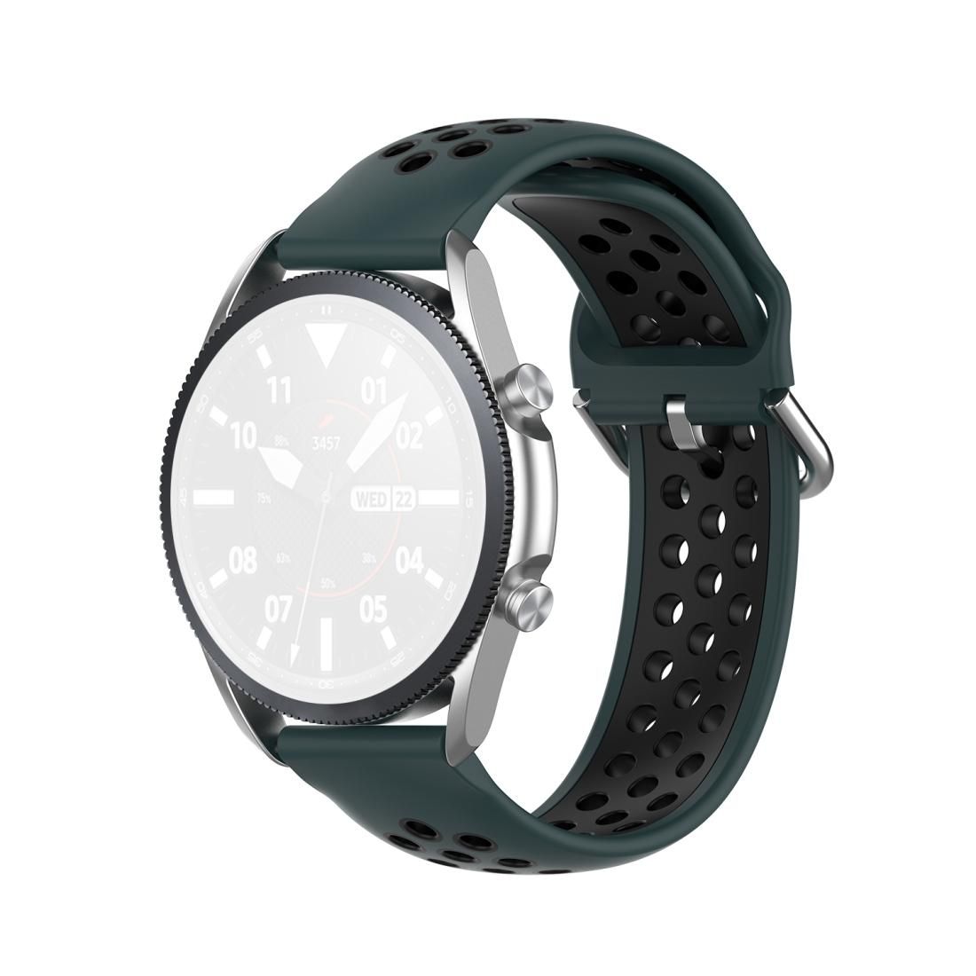 For Galaxy Watch 3 45mm Silicone Sports Two-tone Strap, Size: 22mm (Olive Green Black)