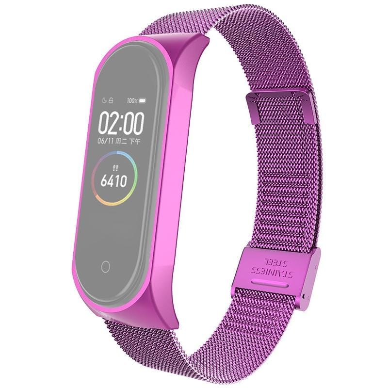 For Xiaomi Mi Band 4 / 3 Milanese Metal Replacement Strap Watchband, Color:Purple