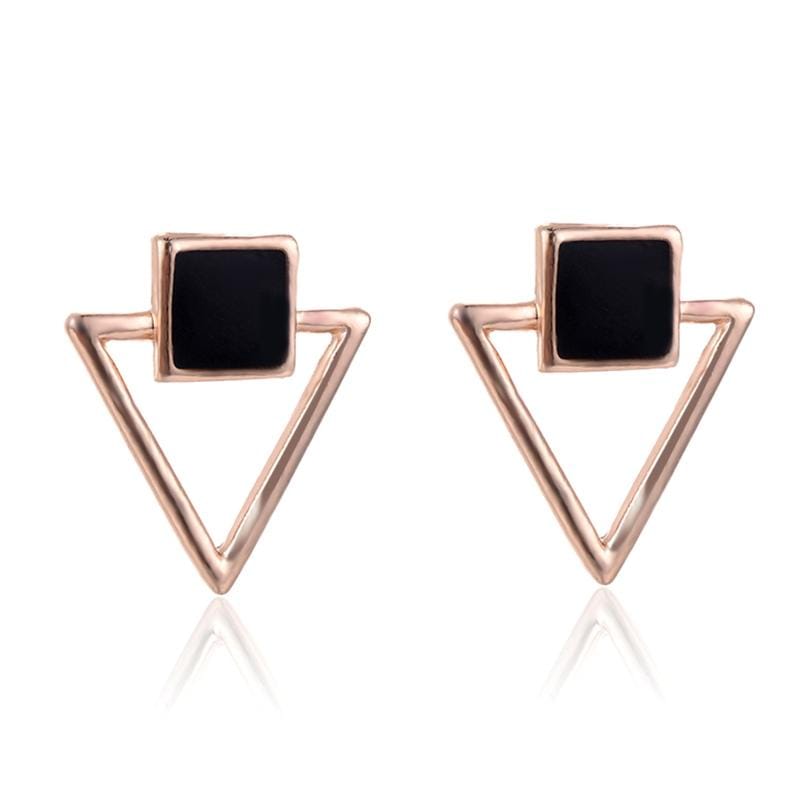 Drop Earrings Women Jewelry Square Hollow Triangle Earring (Gold Color)