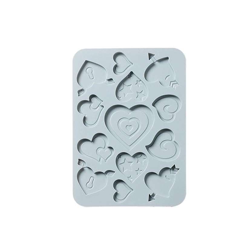 4 PCS Love Shape Silicone Ice Tray Biscuit Mold Chocolate Epoxy Fudge Baking Mold (Pink)