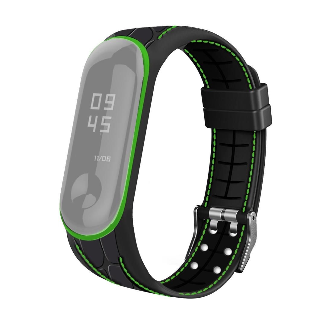 For Xiaomi Mi Band 4 / 3 Silicone Two-color Thread Replacement Strap Watchband, Style:Bamboo Joint Texture (Green)