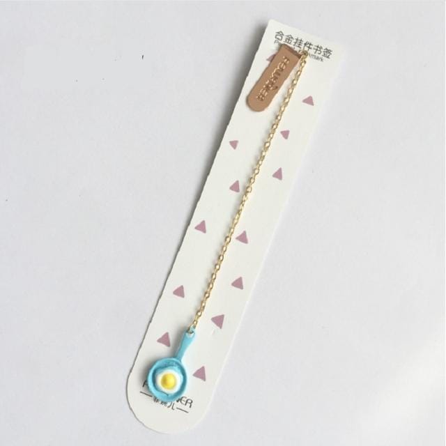 3 PCS Kawaii Creative Metal Cute Animals Bookmarks Funny Book Marker Stationery Gift (Blue bottom omelet)