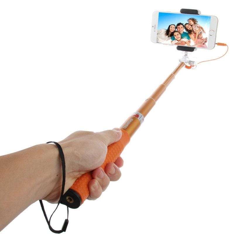 HAWEEL Wire Control Extendable Handheld Selfie Monopod with Tripod Holder & Clamp Mount for iPhone 6 & 6 Plus / Samsung / HTC, Max Length: 81cm (Orange)