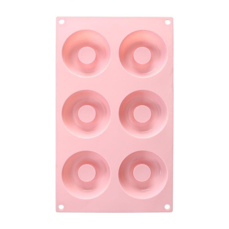 4 PCS 6 Grid Donuts Silicone Sushi Bread Mold DIY Oven Baking Tools (Green Bicolor )