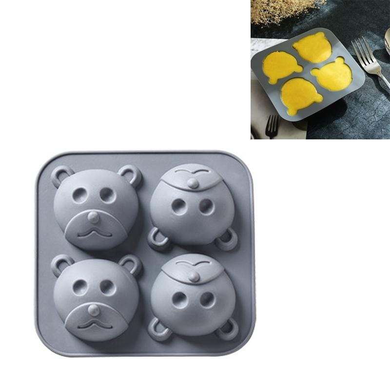 6 PCS Bear Silicone Ice Tray Cake Mold Jelly Pudding Rice Cake Chocolate Baking Mold (Grey Blue)