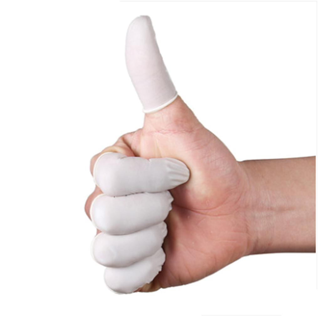 100x Rubber Finger Cots Fingertips Gloves Anti Slip Tools White Medium