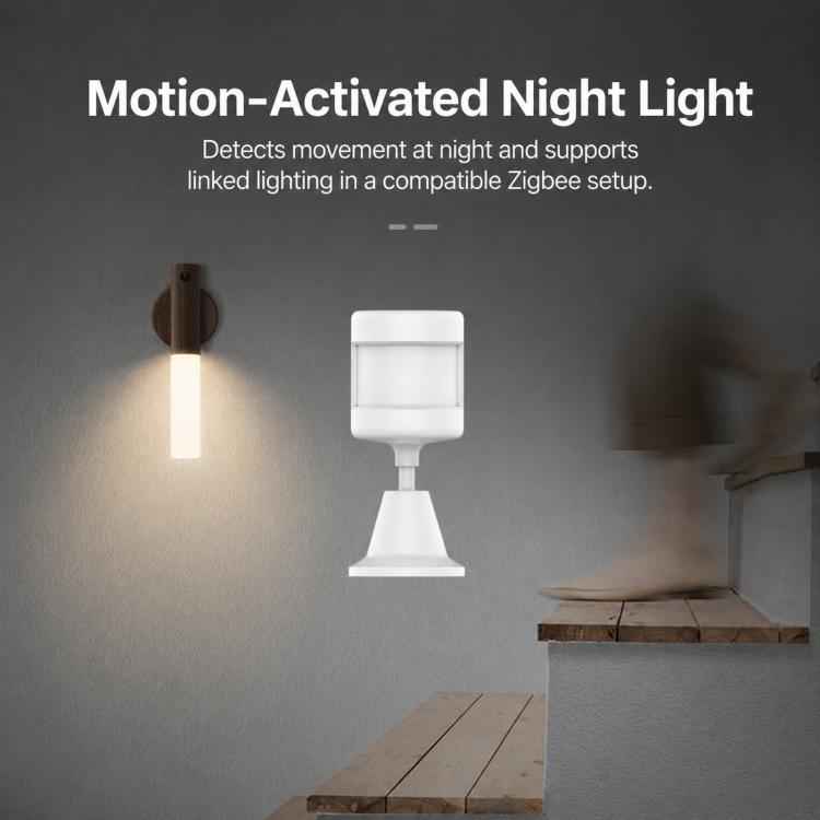 Tuya Zigbee  Wireless Home Security Alarm PIR Motion Sensor Smart Human Motion Detector with 360-degree Rotating Base(White)