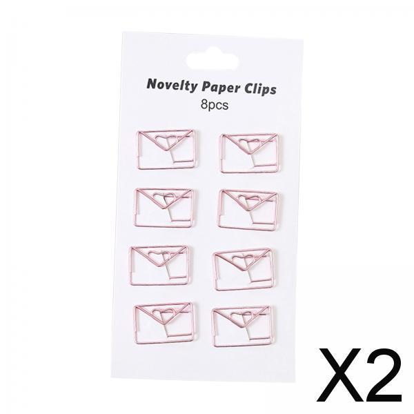 2x8x Novelty Paper Clips Metal Party Invitation Card Document Organization Pink Envelope 