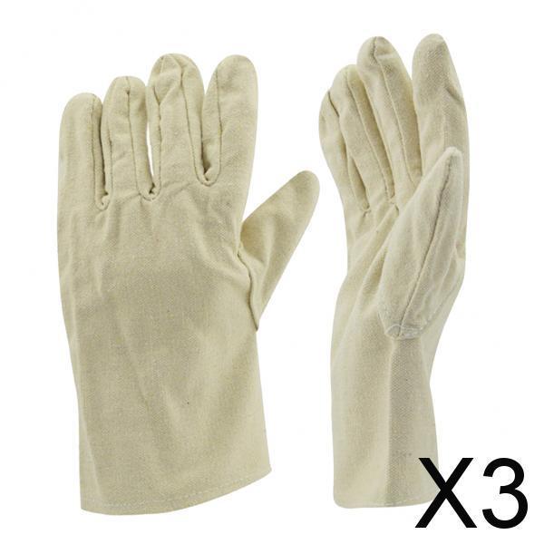 3xDurable Anti-slip Canvas Garden Gloves Safety Protection Grip Work Gloves