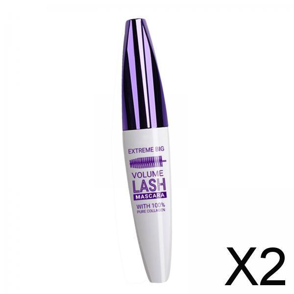 2x5D Silk Fiber Lash Mascara Lengthening Thickening Waterproof Eyelash Mascara Black 