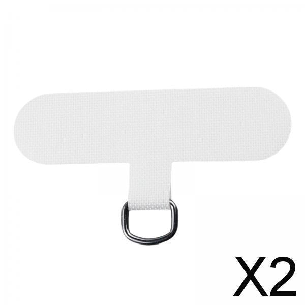 2xUniversal Phone Lanyard Patch with Metal Ring for Cellphone Case White