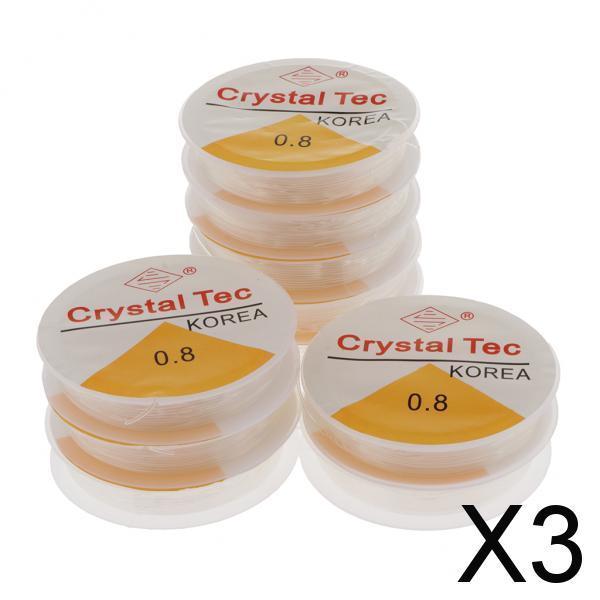 3x10 Rolls Clear Elastic Beading Stretch Thread for Jewelry Making 0.8mm