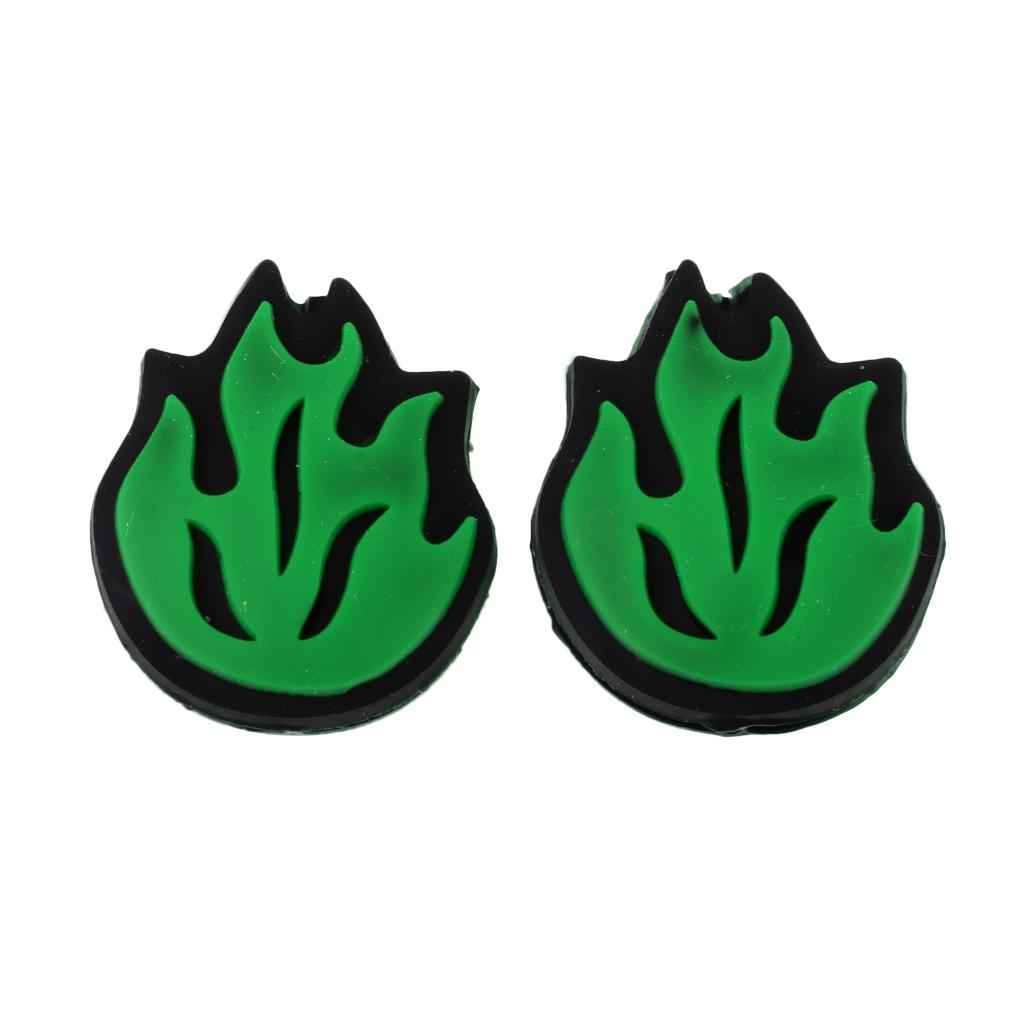 2 Piece Silicone Flame Tennis Racket Shock Absorber Shockproof Damper Green